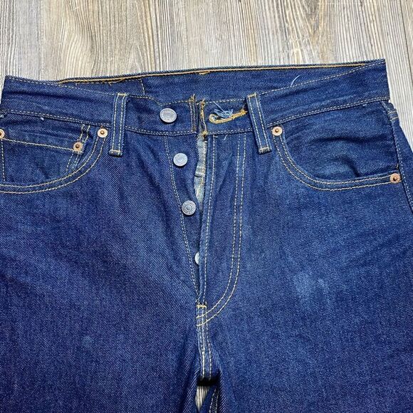 Vintage Levi's 501xx Dark Wash Blue Jeans 501-0000 Size 28x32 EUC - Picture 9 of 16